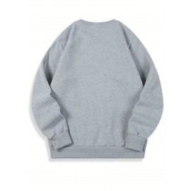 Men'S Custom Photo/Text Printed Fleece Hoodie - Personalized Photo/Text, Breathable Fleece Sweater, Large Size Vintage Style Crew Neck Long Sleeve, Loose Fit for Christmas Gifts, Team Uniforms & Casual Wear, Custom Photo/Text Printing