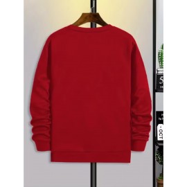 Men'S Custom Photo/Text Printed Fleece Hoodie - Personalized Photo/Text, Breathable Fleece Sweater, Large Size Vintage Style Crew Neck Long Sleeve, Loose Fit for Christmas Gifts, Team Uniforms & Casual Wear, Custom Photo/Text Printing