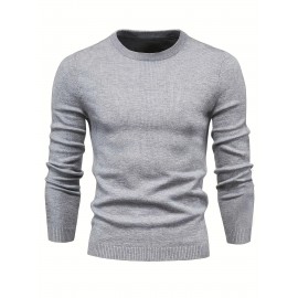 Men's Plus Size Geometric Pattern Crew Neck Sweater - Soft Stretch Pullover, All-Season Casual & Smart-Casual Long Sleeve Sweater, Regular Fit Machine Washable Top for Men, Versatile Streetwear & Formal Attire, PLUS SIZE
