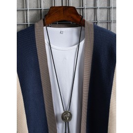 Men's Color-Block Cardigan Jacket - Open-Front Button Closure, Soft Winter Layering Coat (Size Up for proper fit) | Machine Washable Swebs for Fall & Winter | Casual, Office, Streetwear | Color-Block/Striped/Solid Options, PLUS SIZE