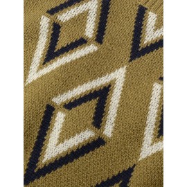 Men's Soft Beige/Brown/Argyle Sweater Vest - Slim Fit V-Neck Pullover, Knit Office & Formal Attire, Autumn/Winter Layering Piece for Business Casual or Casual Attire, Sophisticated Weave, Ribbed Texture, PLUS SIZE