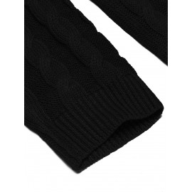 Men'S Shawl Collar Pullover Sweater Slim Fit Casual Button Cable Knit Sweaters, Plus Size