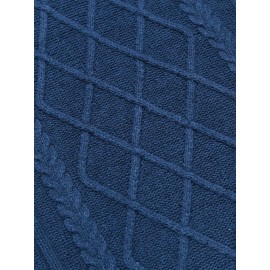 Men'S Shawl Collar Sweaters V-Neck Relaxed Fit Cable Pullovers, Plus Size