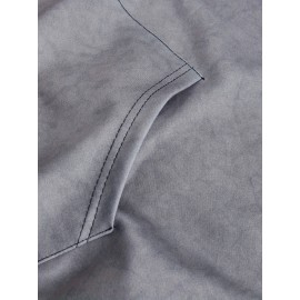 Men'S 3D Digital Print Moose & Reindeer Animal Pattern Hooded Sweatshirt - Winter Warmth Loose Fit Zipper Pullover, Grey & Retro Streetwear with Fur-Like Collar, Casual Long Sleeve Sweater for Autumn and Winter Outdoor Activities, Plus Size