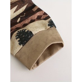 Men'S 3D Digital Print Moose & Reindeer Animal Pattern Hooded Sweatshirt - Winter Warmth Loose Fit Zipper Pullover, Grey & Retro Streetwear with Fur-Like Collar, Casual Long Sleeve Sweater for Autumn and Winter Outdoor Activities, Plus Size