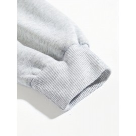 Men'S Loose Fit Sweatshirt - White Pullover with Minimalist Graphic, Soft Polyester Long Sleeve Shirt for Everyday & Formal Wear, Machine Washable Winter Sweater for Men, Sweater, Casual Wear, Korean Fashion, Durable Construction, Printed Top, Streetwear Lovers, PLUS SIZE