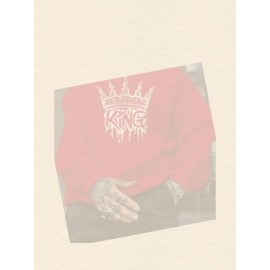 Men'S King Crown Print Hooded Sweatshirt - Royal & Golden Lettering, Winter Knit Fabric with Slight Stretch, Regular Fit Long Sleeve Pullover, Casual American Style Statement Piece for Everyday & Formal Wear - Ideal Gift for Men (KING Lettering Desi