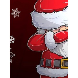 Men's Plus Size 3D Santa Claus & Snowflake Print Hooded Sweater - Oversized Red & Golden Christmas Pullover with 'Merry Christmas' Text, Loose Fit Long Sleeve Hoodie, Machine Washable Funny Ugly Christmas Party Outfit for Holiday Gatherings, PLUS SIZE