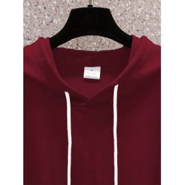 Men'S Plus Size Hoodie - Navy Pullover Sweatshirt, Regular Fit Long Sleeve Hooded Sweater for Everyday & Formal Wear, Soft Knit Fabric with Slight Stretch - Big & Tall Friendly