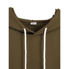 Men'S Plus Size Hoodie - Navy Pullover Sweatshirt, Regular Fit Long Sleeve Hooded Sweater for Everyday & Formal Wear, Soft Knit Fabric with Slight Stretch - Big & Tall Friendly