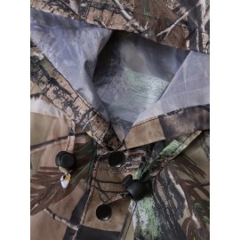 [Reusable Rain Ponchos] Lightweight Reusable Rain Ponchos for Men & Women | Camouflage Print, Hooded Windproof Raincoats with Full-Zip Closure, Loose Fit & Button Detail - All-Weather Outdoor, Plus Size