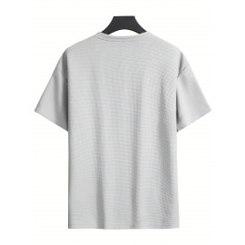 3pcs Men'S Plus Size Casual Short Sleeve T-Shirt Set, Essential Basic Tee - Breathable, Soft & Comfortable Waffle Fabric, Solid Color, Round Neck, Perfect for Casual Attire, PLUS SIZE, Men'S Set On, Men'S White Beach Set, Men'S Training Suit Set, Men'S Beach Set For Large Sizes