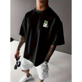 Men's Retro Gaming T-Shirt - 80s/90s Nostalgia Video Game Controllers & Mario//Donkey Print - Lightweight Breathable Short Sleeve Tee for Casual Summer Wear, Gaming Events & Parties (Retro Gamer Outfit), PLUS SIZE