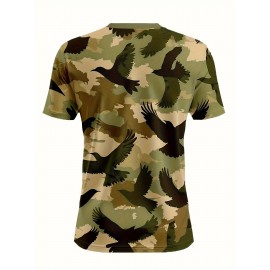 4pcs Men's Camouflage Tactical T-Shirts - Breathable Polyester Camo Tees with Multi-Color (Green/Brown/Black/Blue) Camo Prints, Crew Neck Short Sleeve Shirts for Hunting, Outdoor Activities, Casual & Formal Events - All-Season Layering Essential for Men - Ideal for,, Camping, Casual Attire - Machine Washable & Durable Construction, PLUS SIZE
