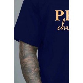 Men's Oversized Big & Tall Light Grey T-Shirt with Inspirational 