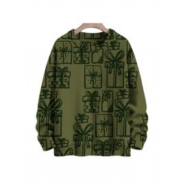 Men'S Winter Coat & T-Shirt - Long Sleeve Round Neck Thermal Base Layer, Olive Green with All-Over Print, Regular Fit Casual & Formal Wear, Warm Layering Top for Cold Weather, Versatile Everyday & Formal Outfits, Durable & Comfortable Men'S Fashion